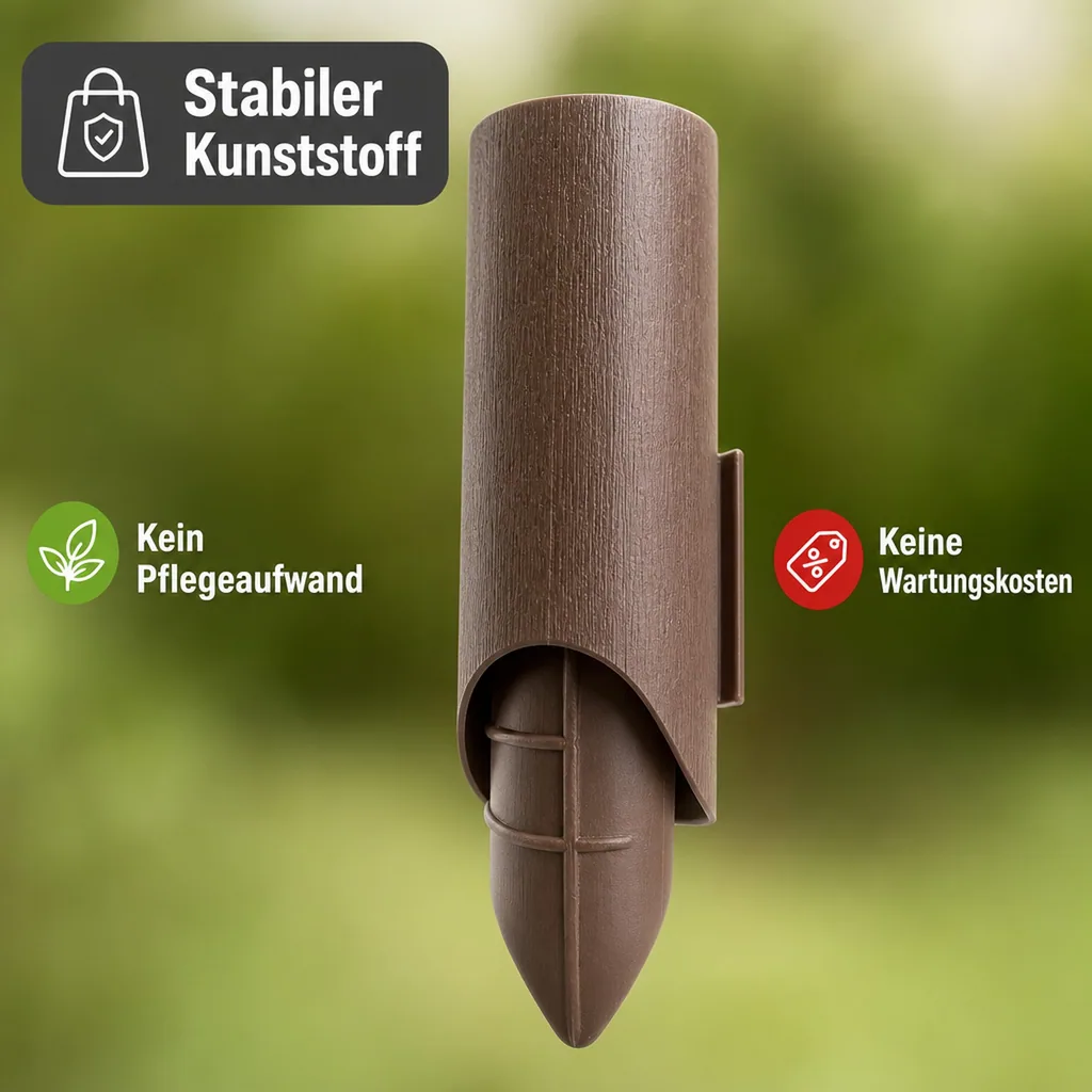 Palisaden aus Kunststoff braun 230cm x 25.5 cm | Rasenkanten | Beeteinfassung | Beetumrandung | Beetbegrenzungen