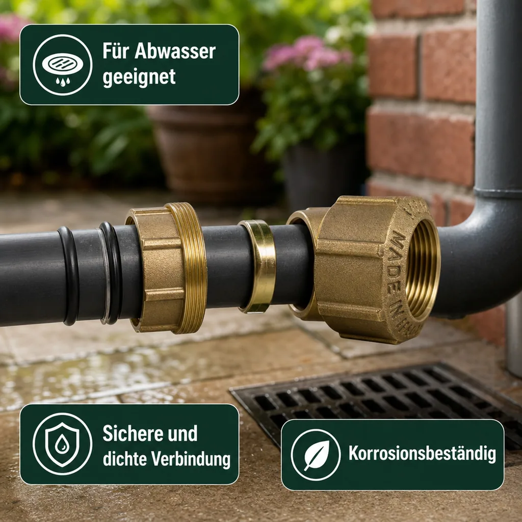 PE Rohr Verschraubung 32mm, Messing, 1 Zoll Innengewinde -