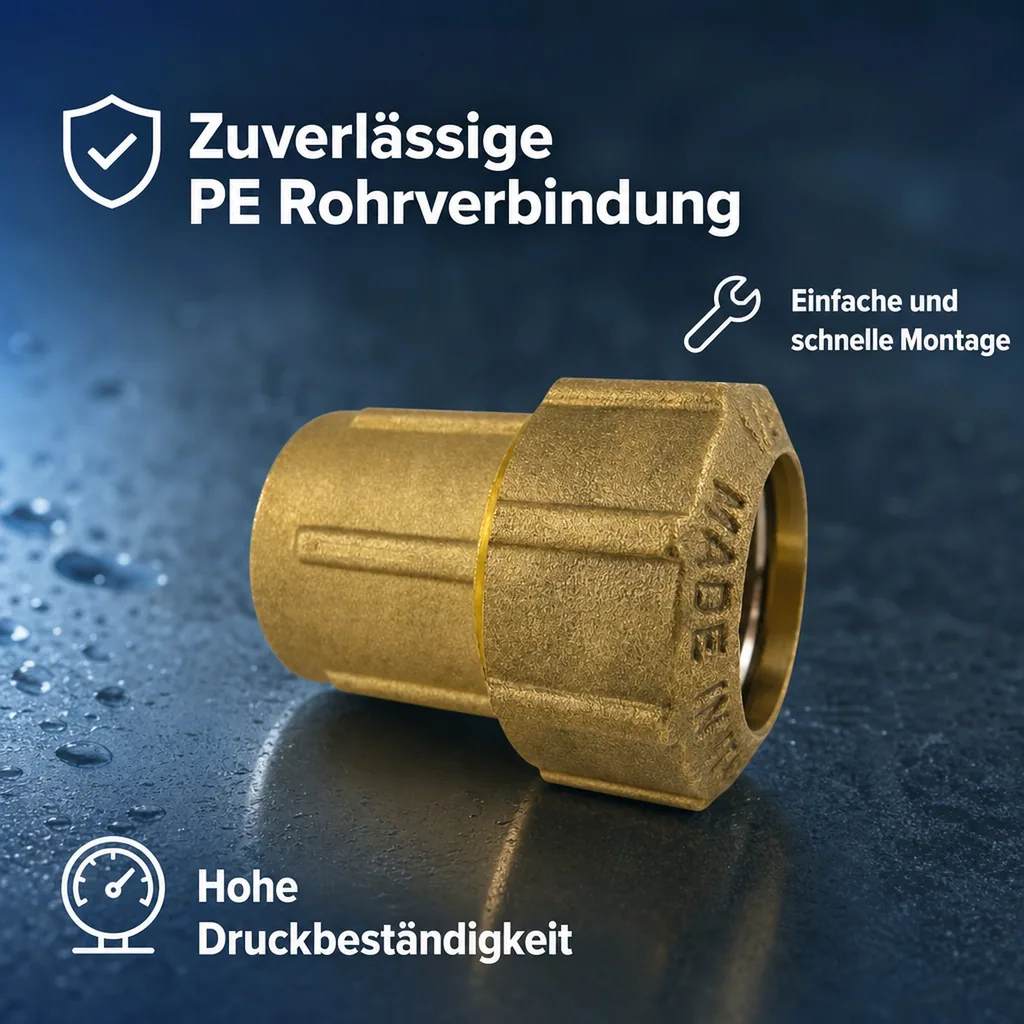 PE Rohr Verschraubung 32mm, Messing, 1 Zoll Innengewinde -