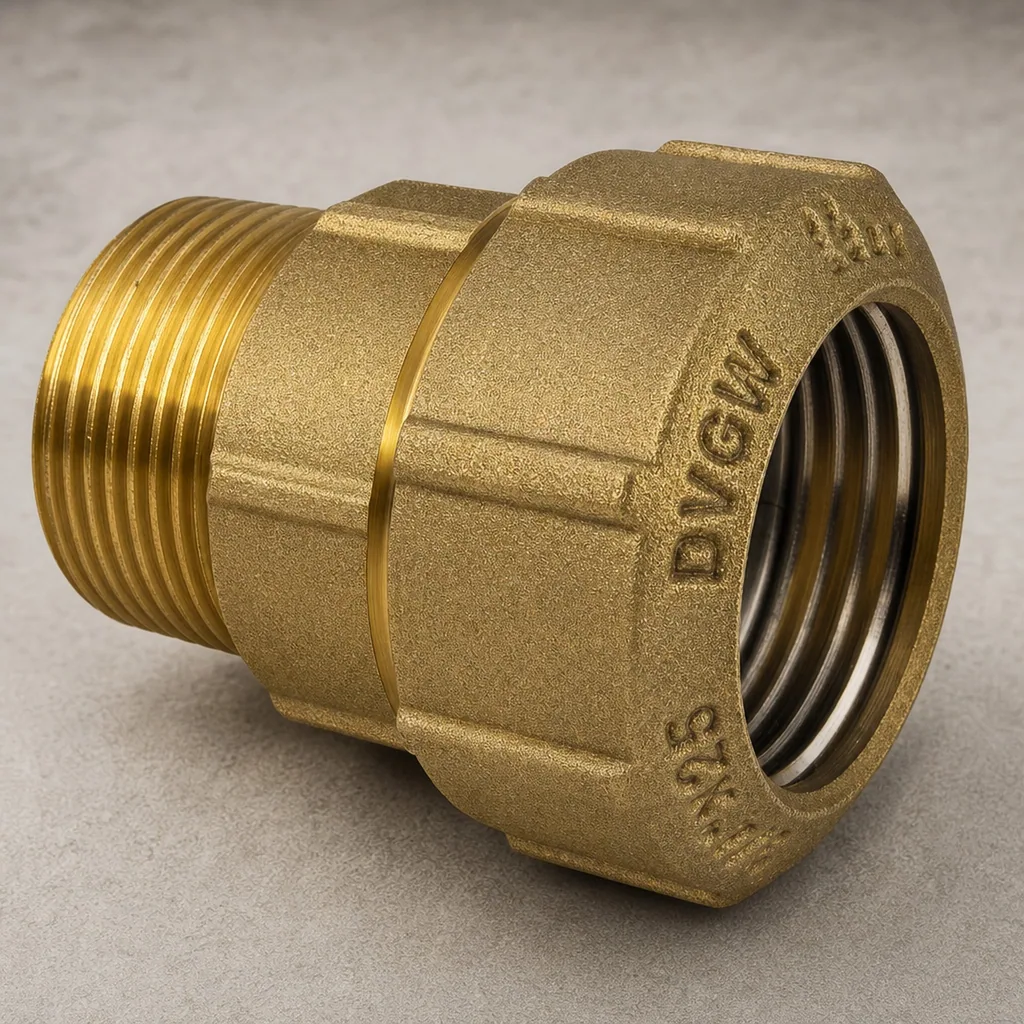 PE Rohr Verschraubung 40mm, Messing, Kupplung AG 1 1/4", Trinkwassergeeignet