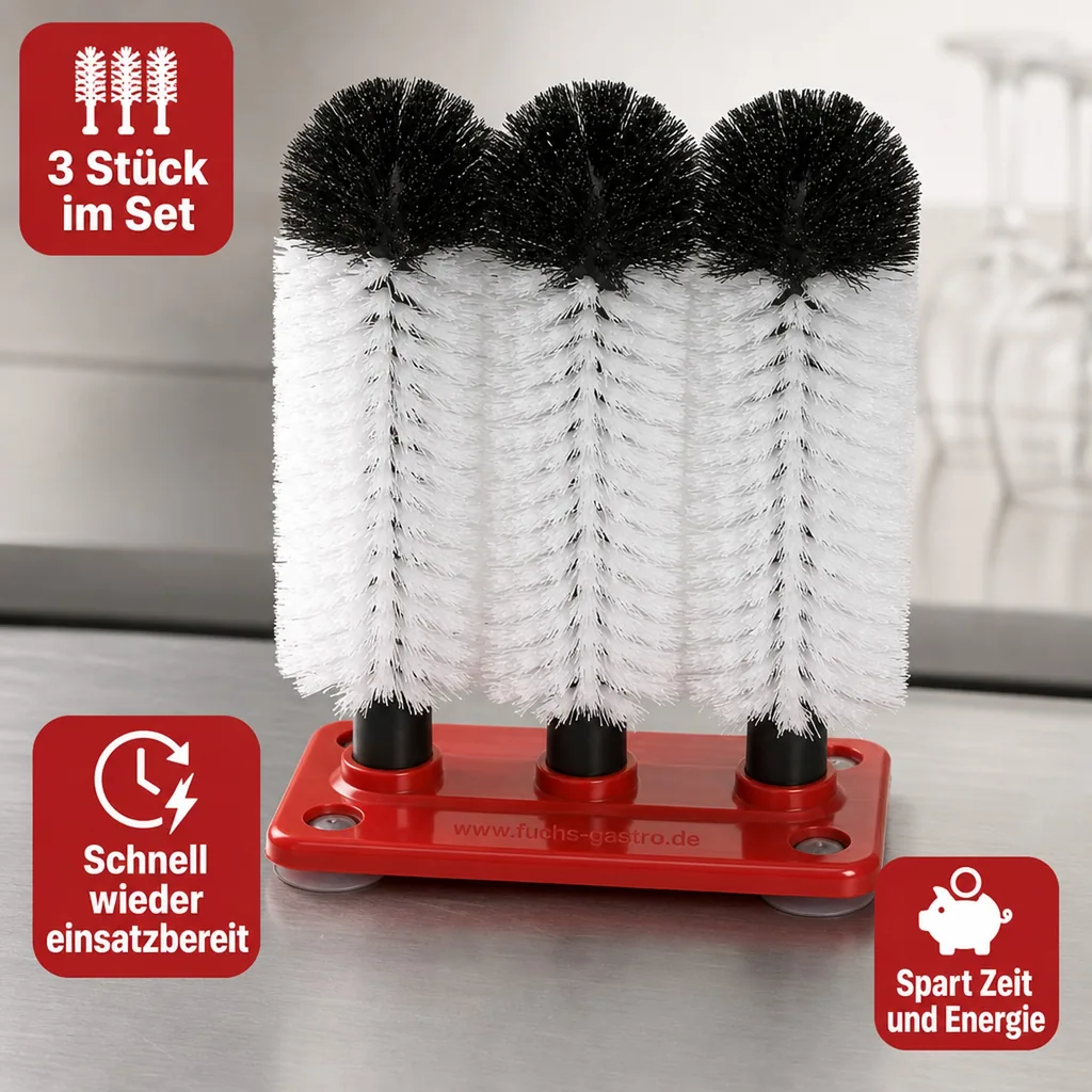 Gläserspülbürste, Gläserspülbürstengarnitur Profis - GR-3 - 3 x 24 cm