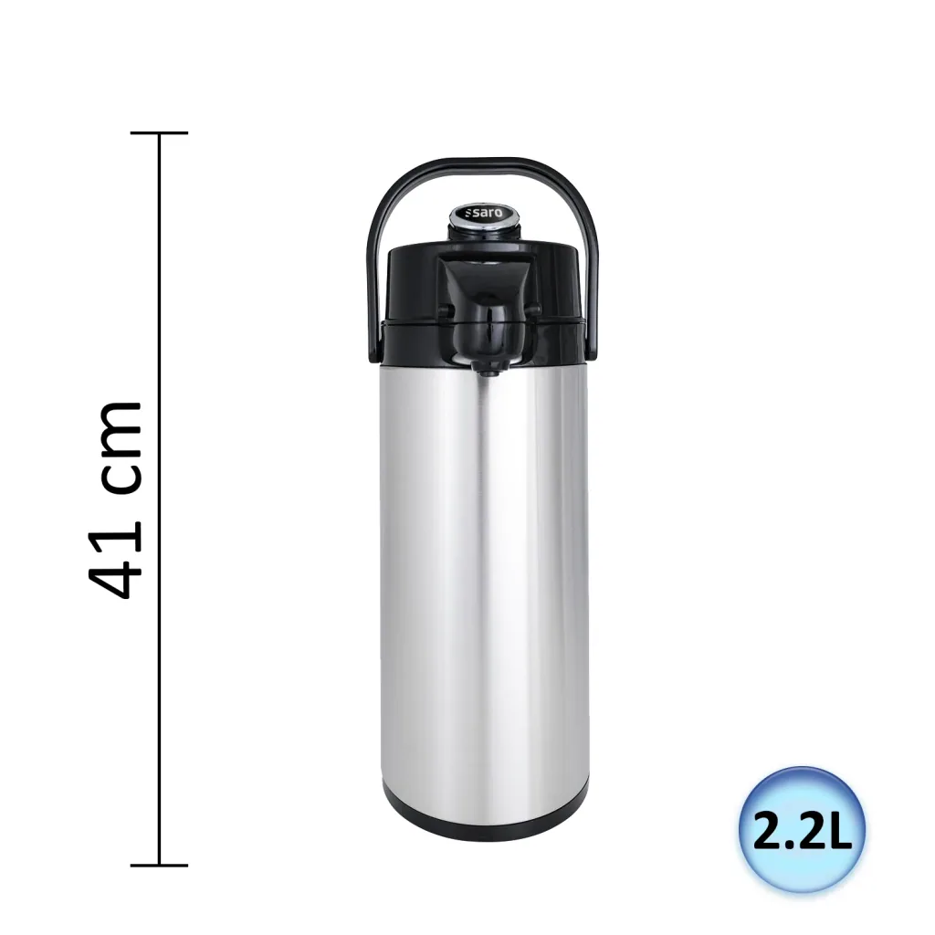 Thermoskanne, Pumpkanne, Isolierkanne - 2,2L, Stilvolle Erfrischung für heiße und kalte Getränke