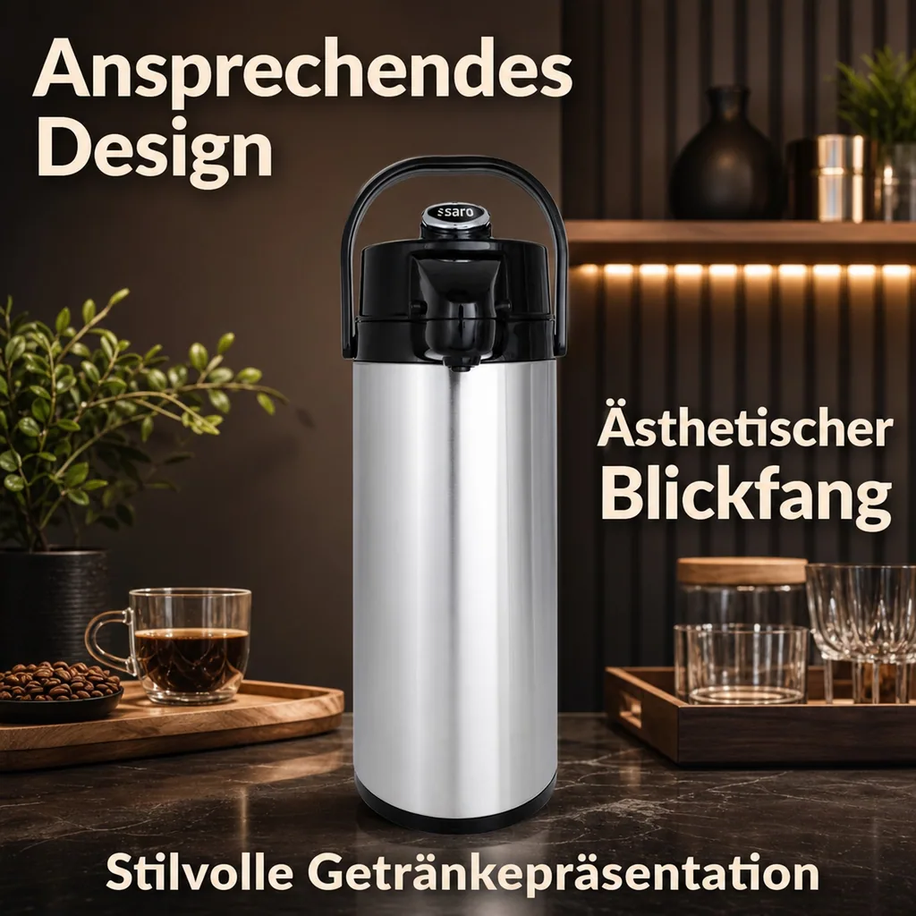Thermoskanne, Pumpkanne, Isolierkanne - 2,2L, Stilvolle Erfrischung für heiße und kalte Getränke