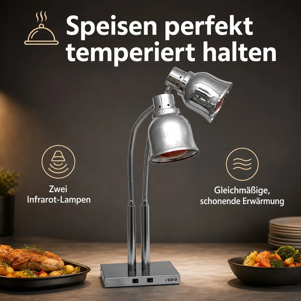 Wärmelampe, Buffetwärmer - PLC 500, Stilvolle Innovation für optimale Speisenpräsentation