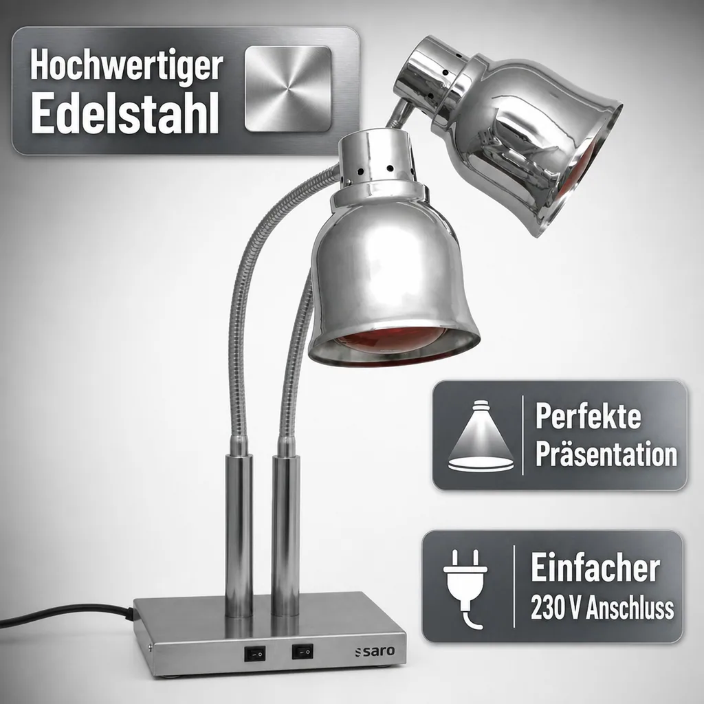 Wärmelampe, Buffetwärmer - PLC 500, Stilvolle Innovation für optimale Speisenpräsentation