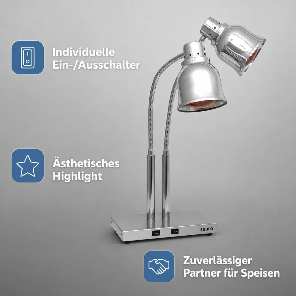 Wärmelampe, Buffetwärmer - PLC 500, Stilvolle Innovation für optimale Speisenpräsentation