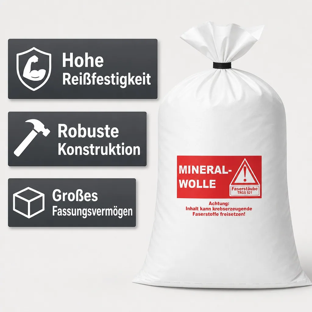 KLASEBO Asbest-Entsorgungssäcke, 10 große reißfeste Abfallsäcke 140 x 220 cm