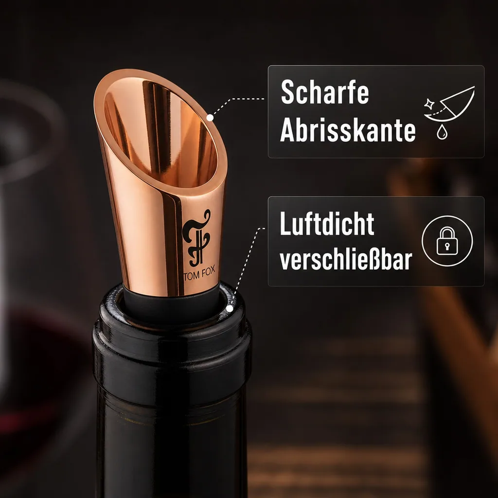 Tülle mit Stopfen - le Noble Spout CU, hochwertiger Ausgießer Kupfer-Optik