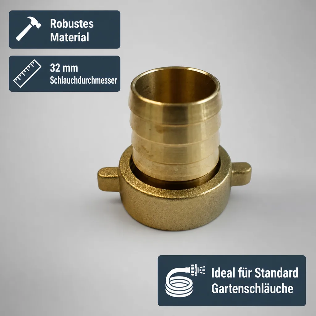 Schlauchverschraubung Messing, 1 1/2" IG, 32 mm