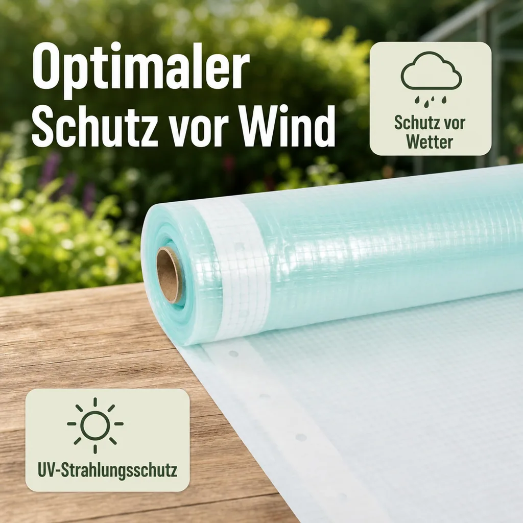 Gitterfolie, Abdeckplane transparent, Gewächshausfolie, 2 Breite x 1 Meter