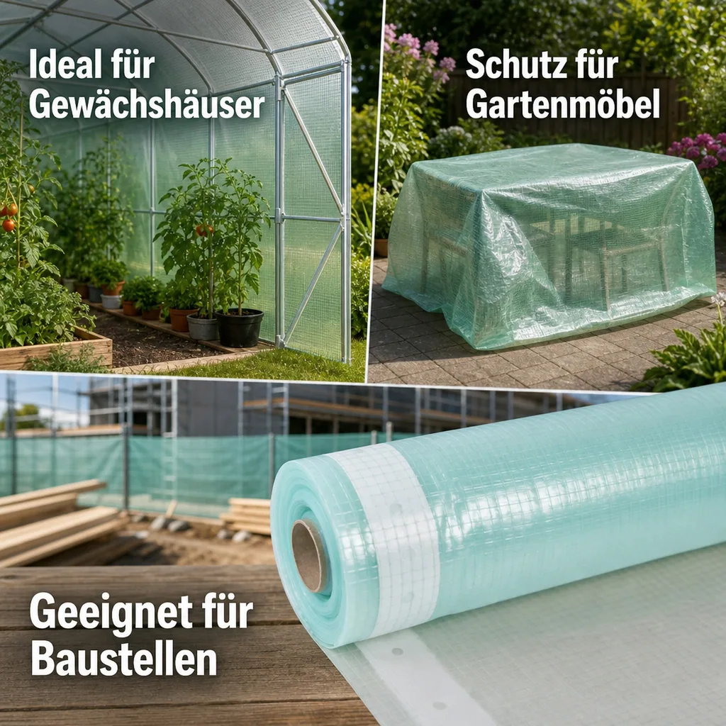 Gitterfolie, Gewächshausfolie, Gartenfolie, 2 Breite x 10 Meter, Nagelrand