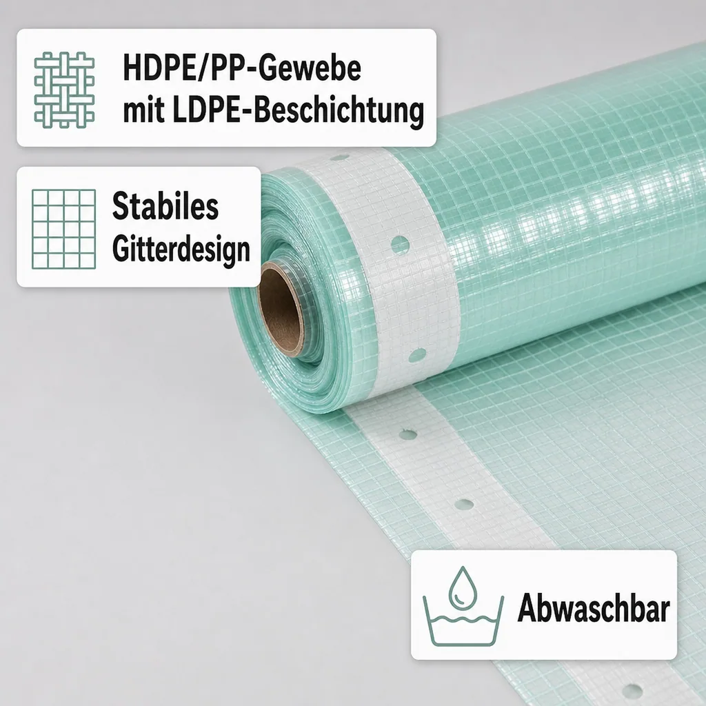 Gitterfolie, Gewächshausfolie, Gartenfolie, 2 Breite x 10 Meter, Nagelrand