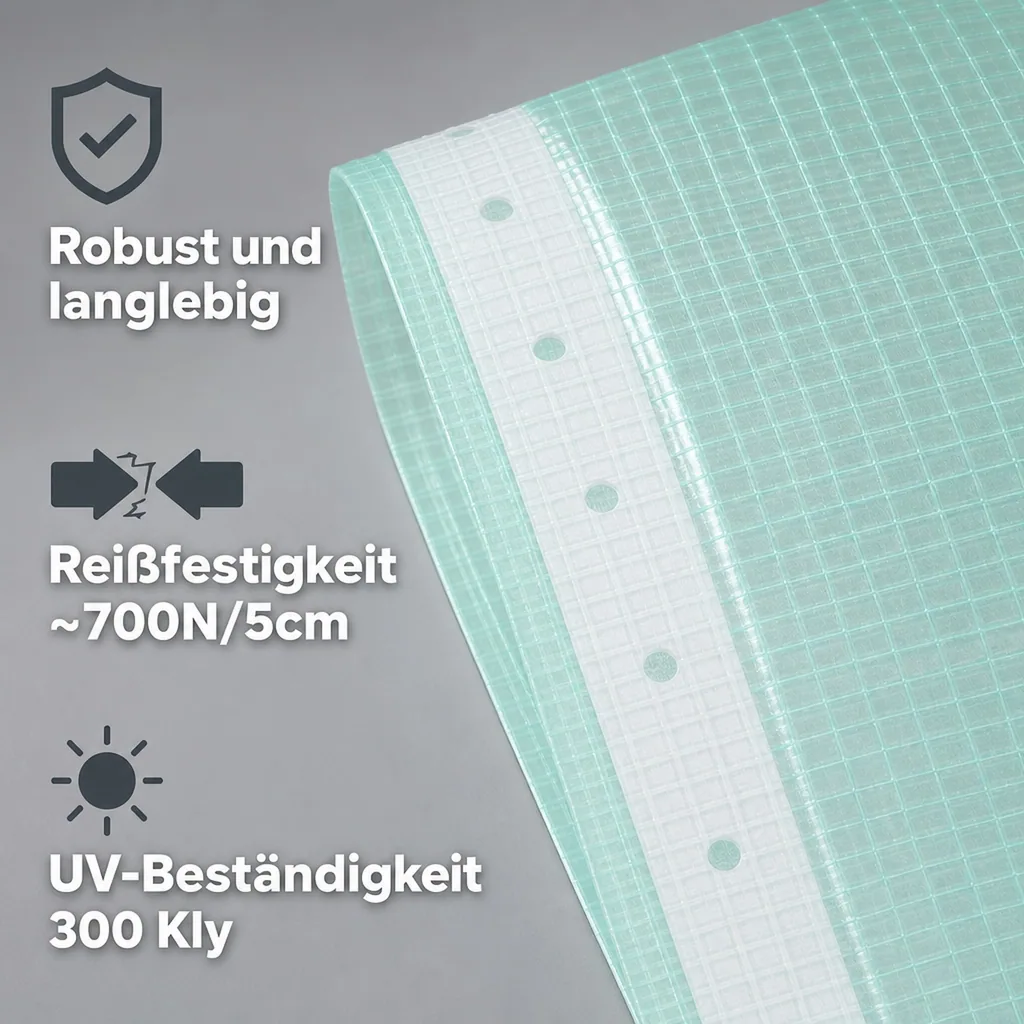 Gitterfolie, Gewächshausfolie, Nagelrand, 2 Breite x 18 Meter