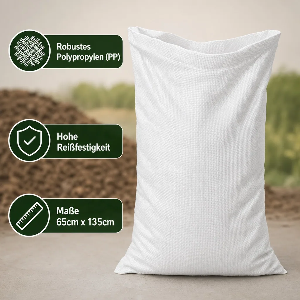 Gewebesack, PP 65x135cm, weiß, Schuttsack, Bauschuttsack