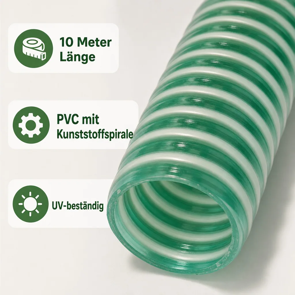 Druckschlauch 25mm, Saug Druckschlauch 1 Zoll, 10m, Pool, Teich