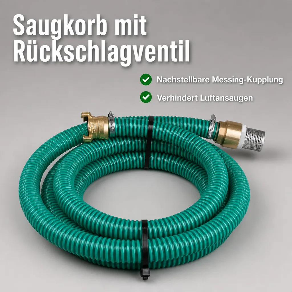 1" PVC Saugschlauchgarnitur 4 Meter