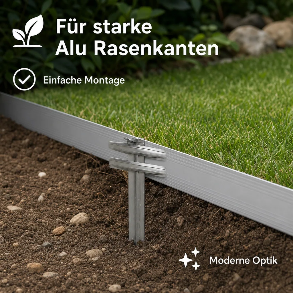 10er Set Erdanker für Ultra Starke Alu Rasenkanten | Bodenanker | Erdnägel