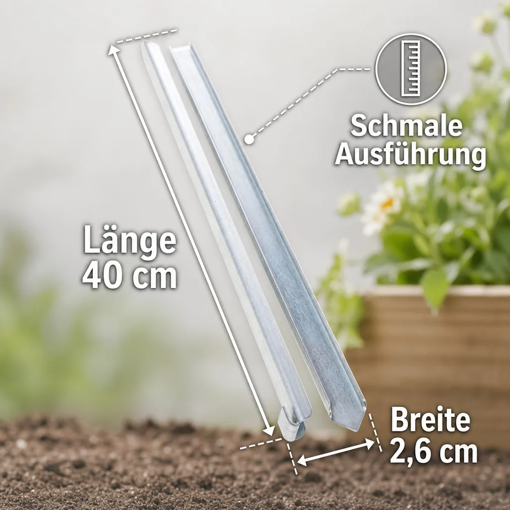 10 Set Erdanker für Rasenkante schmale 40 x 2,6 x 0,2 cm