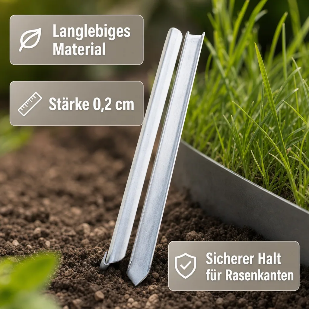 10 Set Erdanker für Rasenkante schmale 40 x 2,6 x 0,2 cm