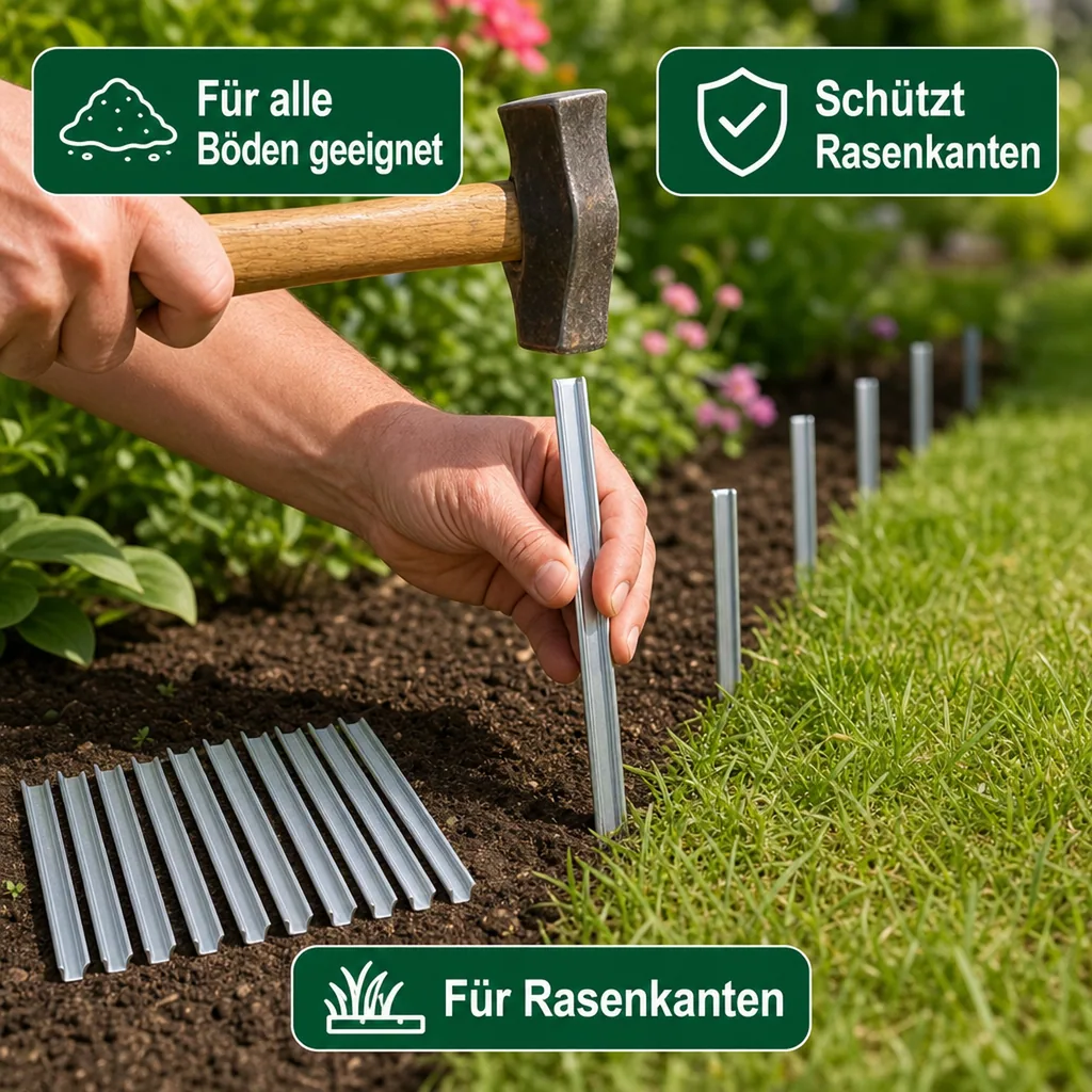 10 Set Erdanker für Rasenkante schmale 40 x 2,6 x 0,2 cm