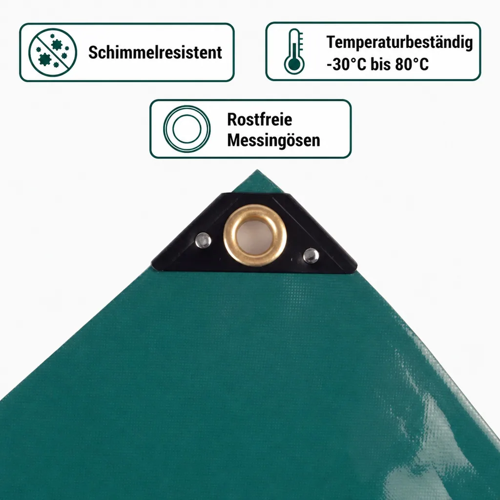 Abdeckplane 650g/m², Gewebeplane, grün, wasserdicht, reißfest, PVC, 4x5m (20m²)