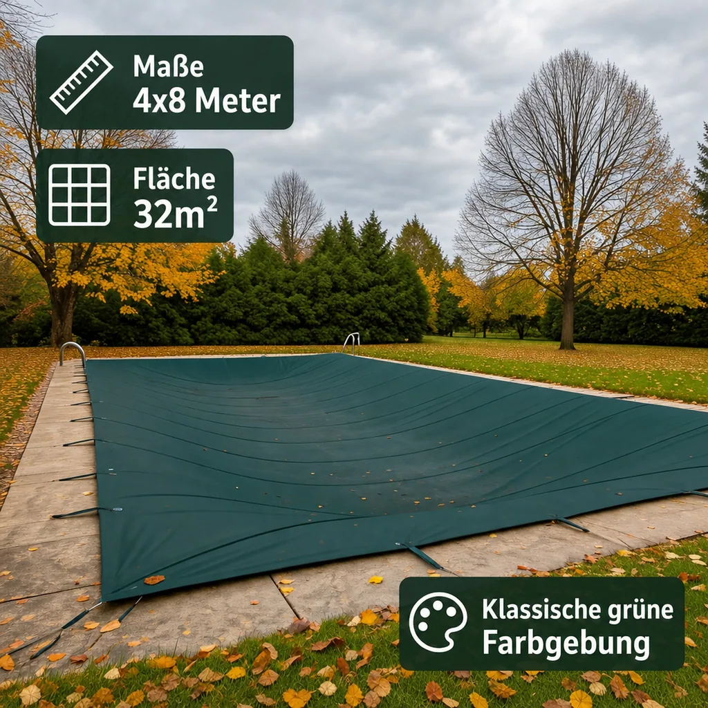 Abdeckplane 4x8m grün, 210g/m², wasserdicht und UV-stabil (32m²)