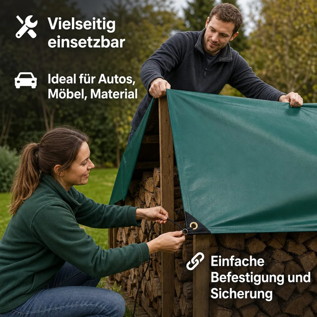 Abdeckplane 650g/m², 5x7m (35m²), grün, wasserdicht, reißfest
