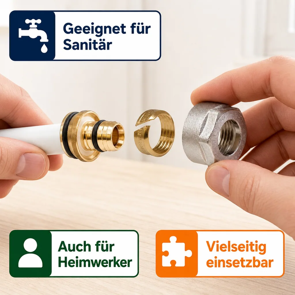 Eurokonus Verschraubung, 2x Klemmringverschraubung 16mm, Heizung