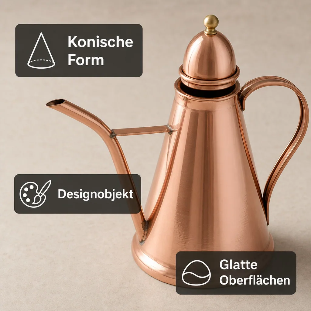 Konischer Oil Dispenser, Ölflasche aus Kupfer und Messing, 1L