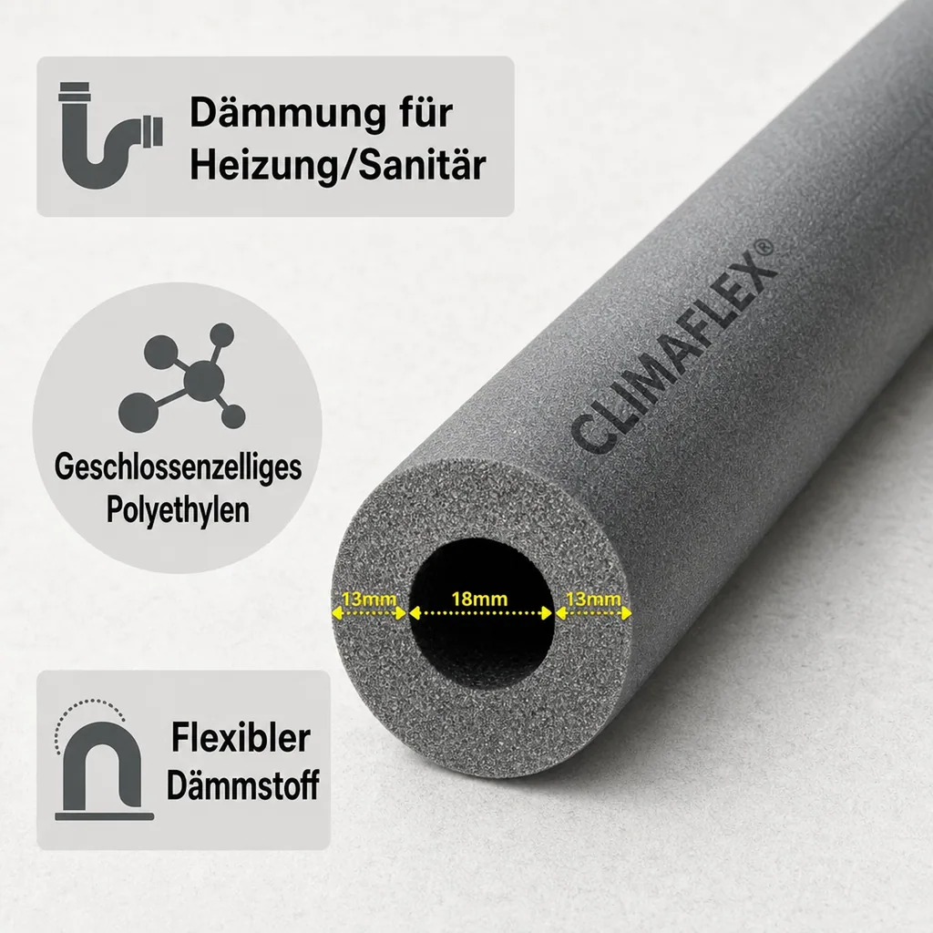 CLIMAFLEX® 2m Isolierschlauch Ø 18 mm x 13 mm Dämmung 50% GEG