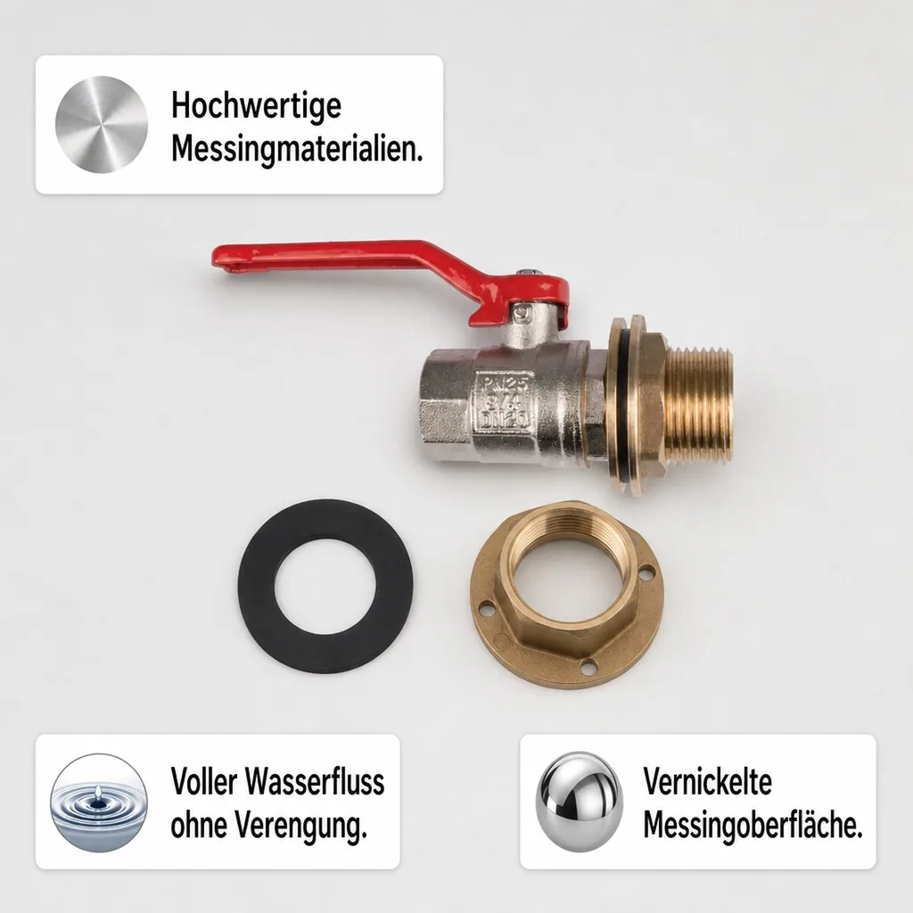 Regentonnendurchführung Set, Tankdurchführung, Kugelhahn 3/4 Zoll