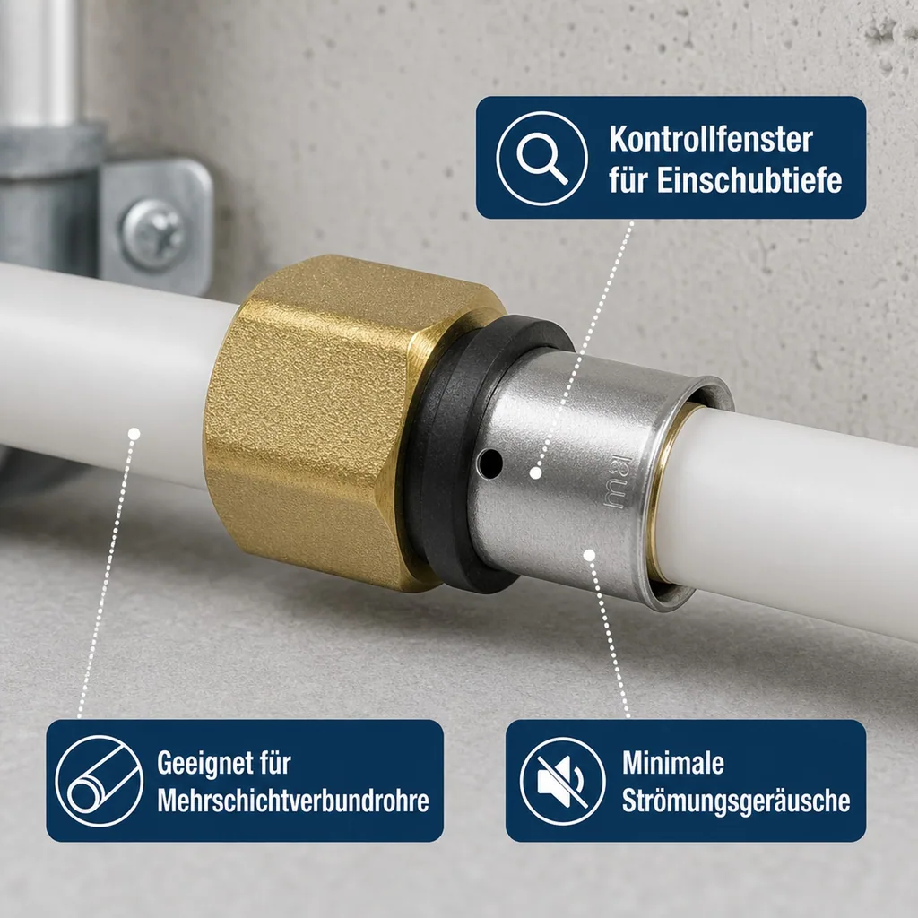 Pressfitting Kupplung, 26 x 3, 1" IG, DVGW zertifiziert