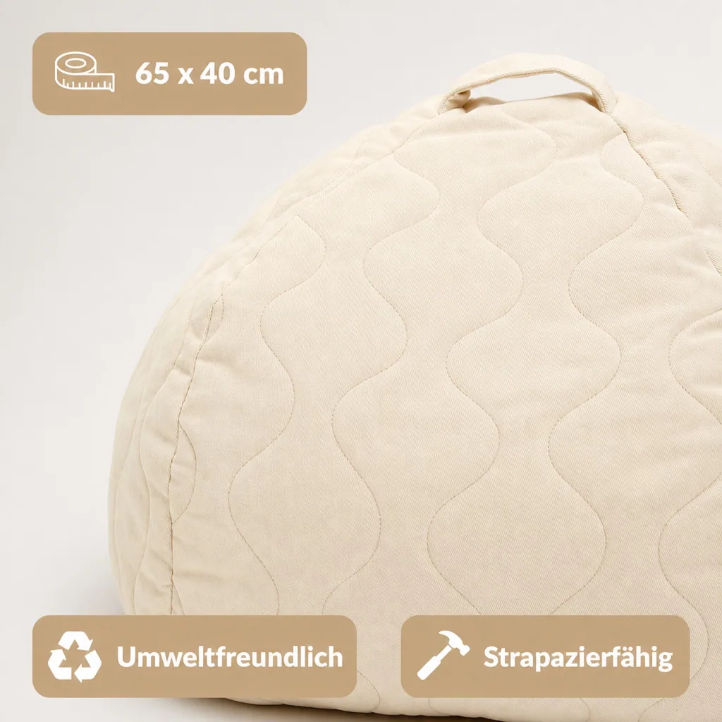 Nobodinoz LANDSCAPE Sitzsack - Runder, 65 x 40 cm, Farbe: NATURAL