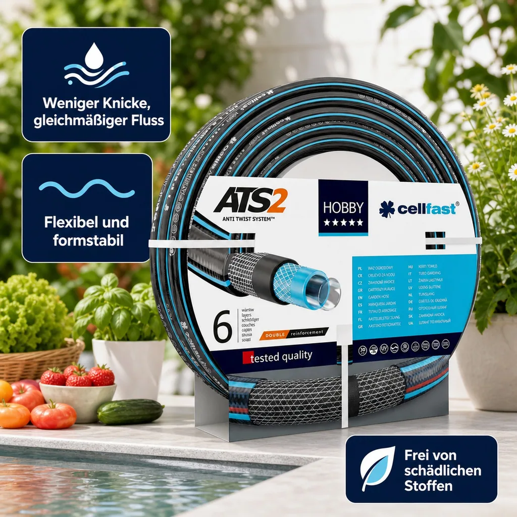 Gartenschlauch 1 Zoll, 25m, lebensmittelecht, flexibel, formstabil
