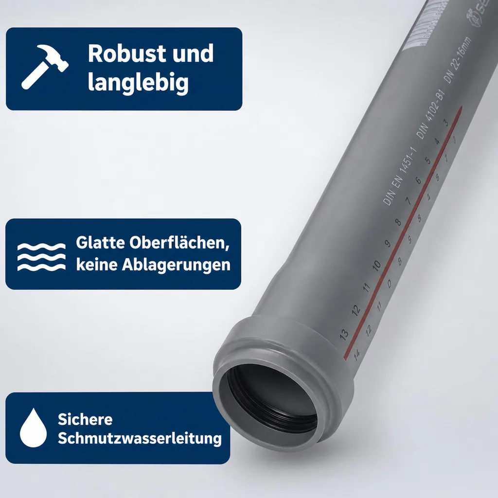 HT Rohr 50mm, Abwasserrohr, Hausentwässerung, 750mm