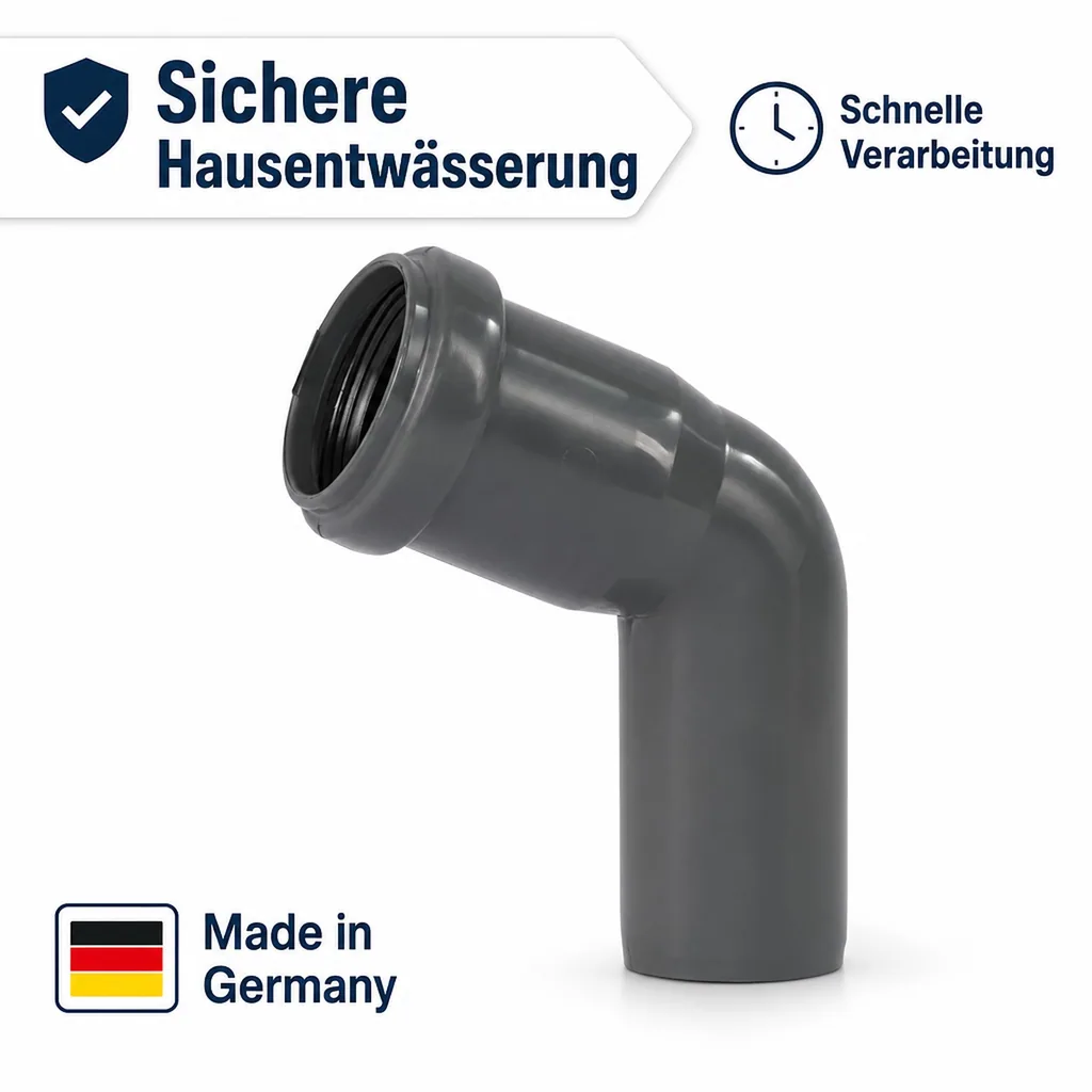 HT Bogen DN 50, 67 Grad, Abwasserrohr, Rohrverbinder