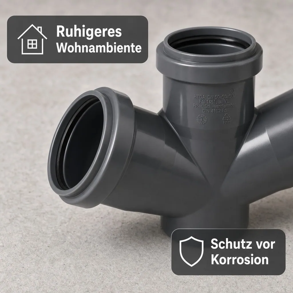 HT Rohr 50, HT Abzweig 50 mm, Doppelabzweig 67 Grad