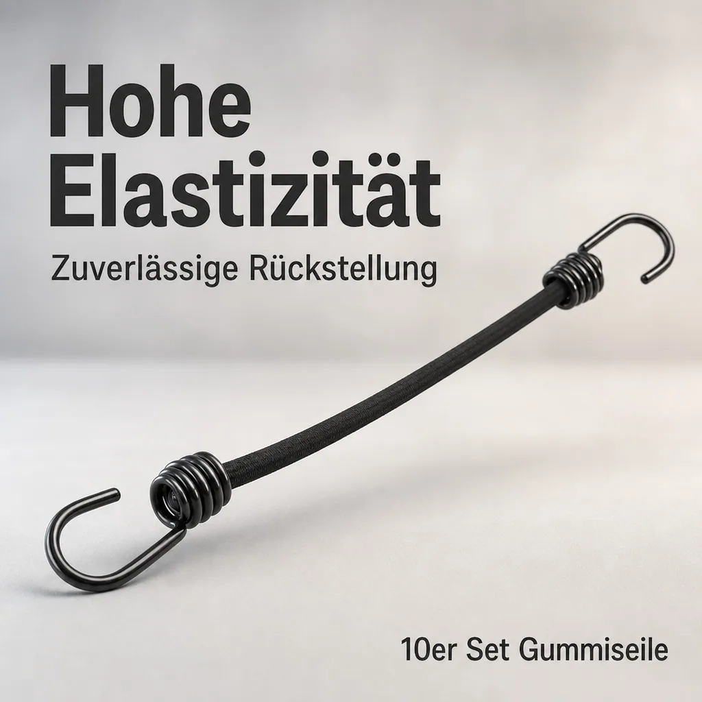 Expanderseil 8mm, Set, 10x Gummiseil mit Haken, 60cm