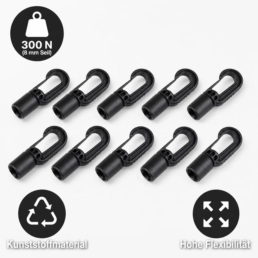 Expanderseil Haken, 10er Set Autolock, Gummiseil 6-8 mm