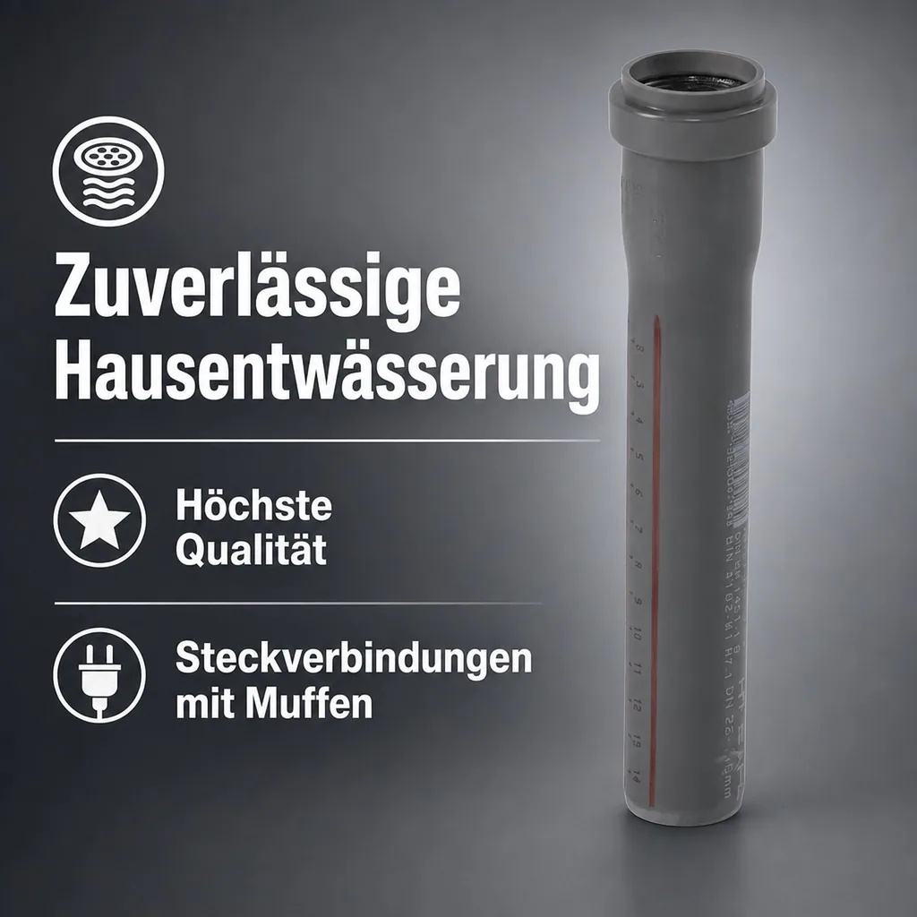 HT Rohr 75mm, Abwasserrohr, DN 75, 1000mm
