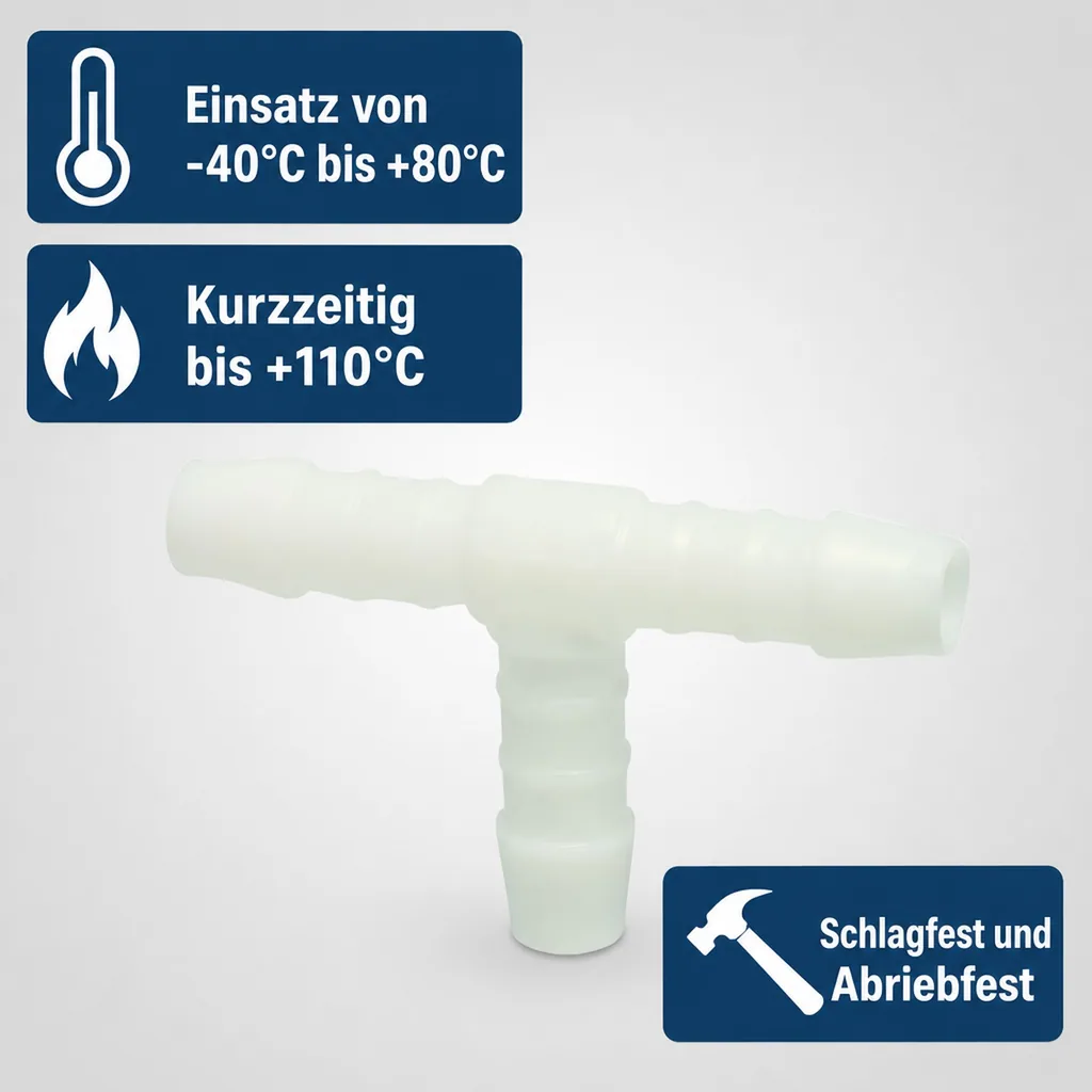 Schlauchverbinder 4mm, T-Stück, Kunststoff, Schlauchkupplung