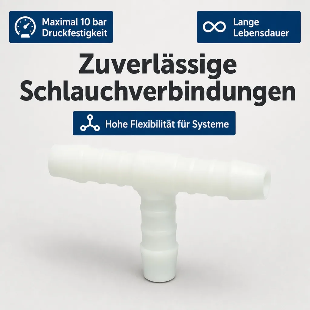 Schlauchverbinder 4mm, T-Stück, Kunststoff, Schlauchkupplung