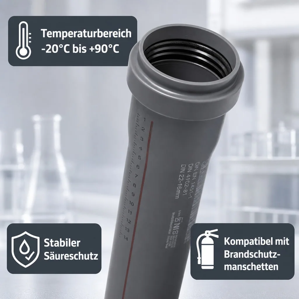 HT Rohr 90mm, Abwasserrohr 90x1000mm, Hausentwässerung