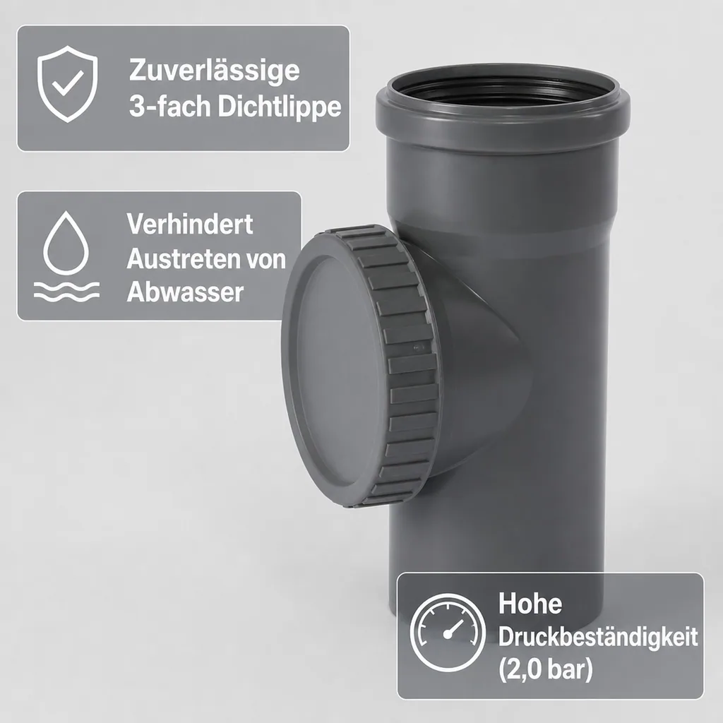 HT Reinigungsrohr DN 90, HT Abflussrohr, Revisionsrohr