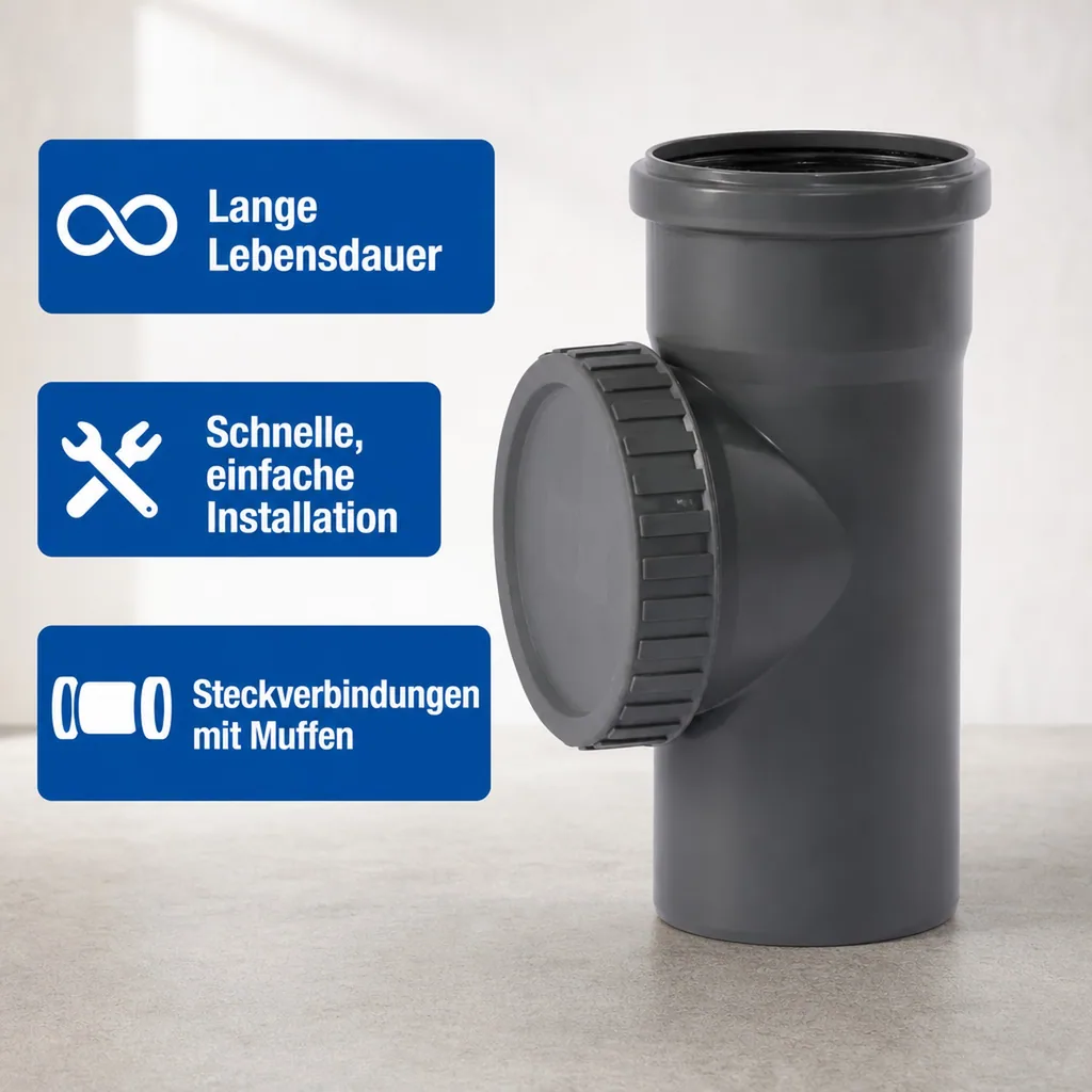 HT Reinigungsrohr DN 90, HT Abflussrohr, Revisionsrohr