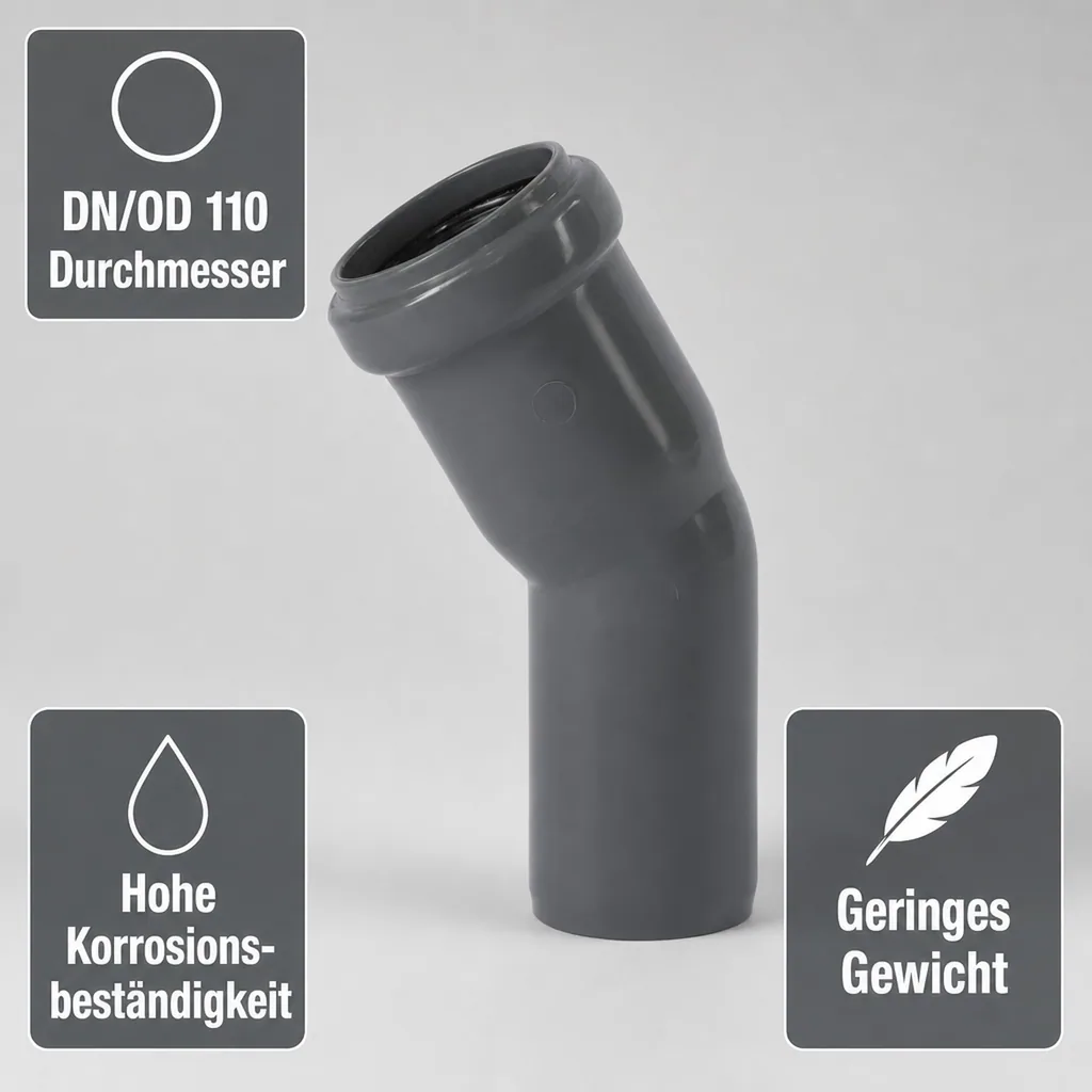 HT Rohr 110, Bogen 30 Grad, Abwasserrohr, DN/OD