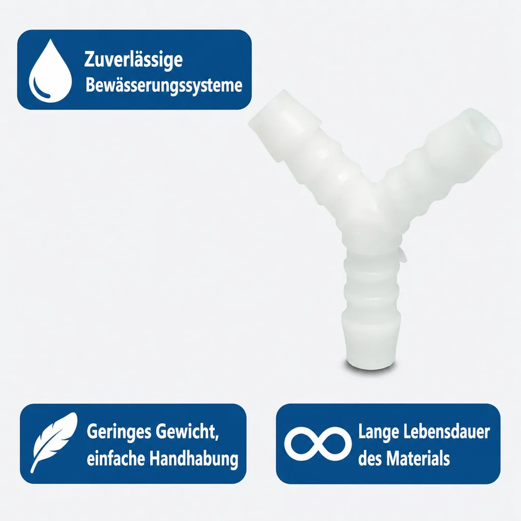 Schlauchverbinder 8mm, Y-Stück Kunststoff, Schlauchverteiler