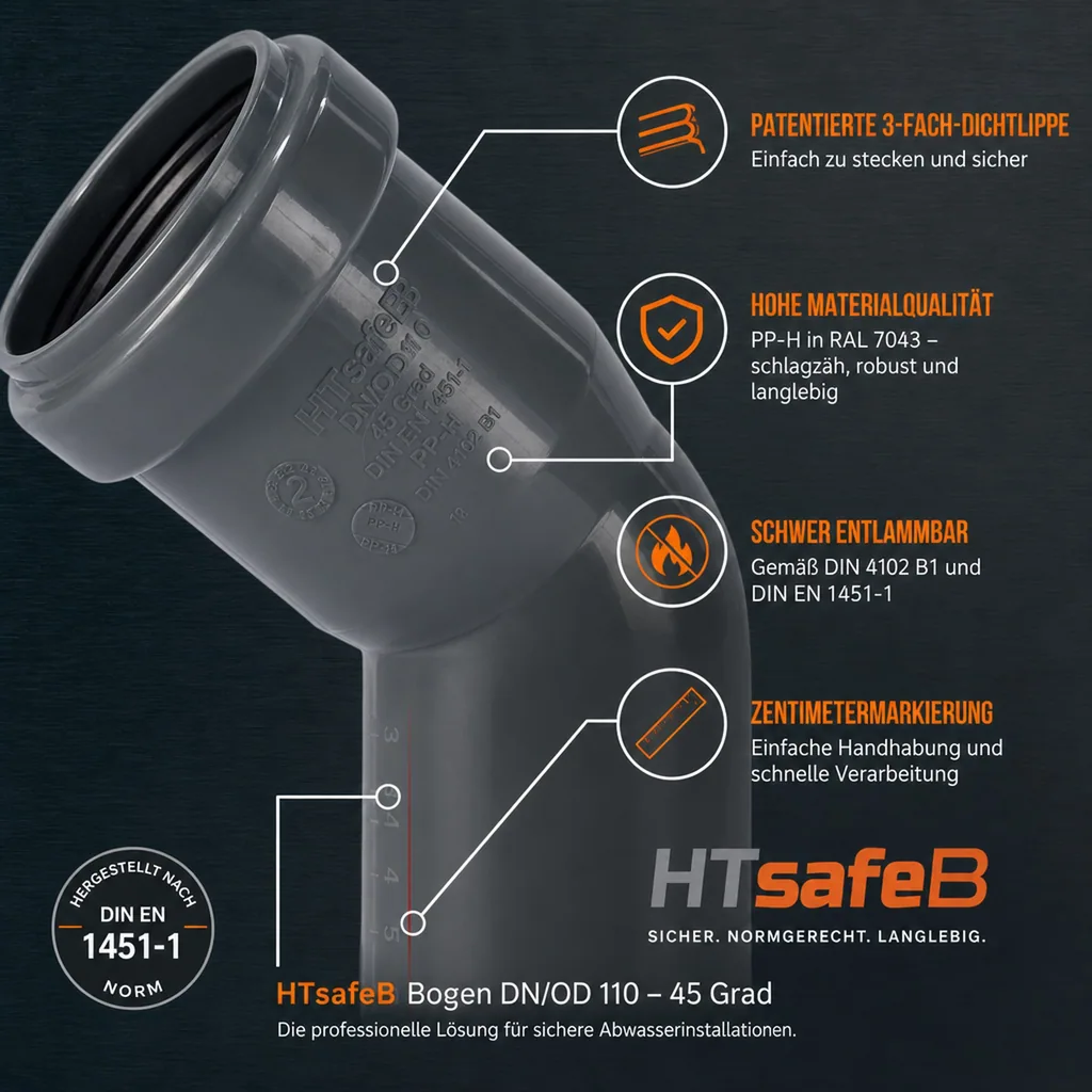 HTsafeB Bogen DN/OD 110    45 Grad