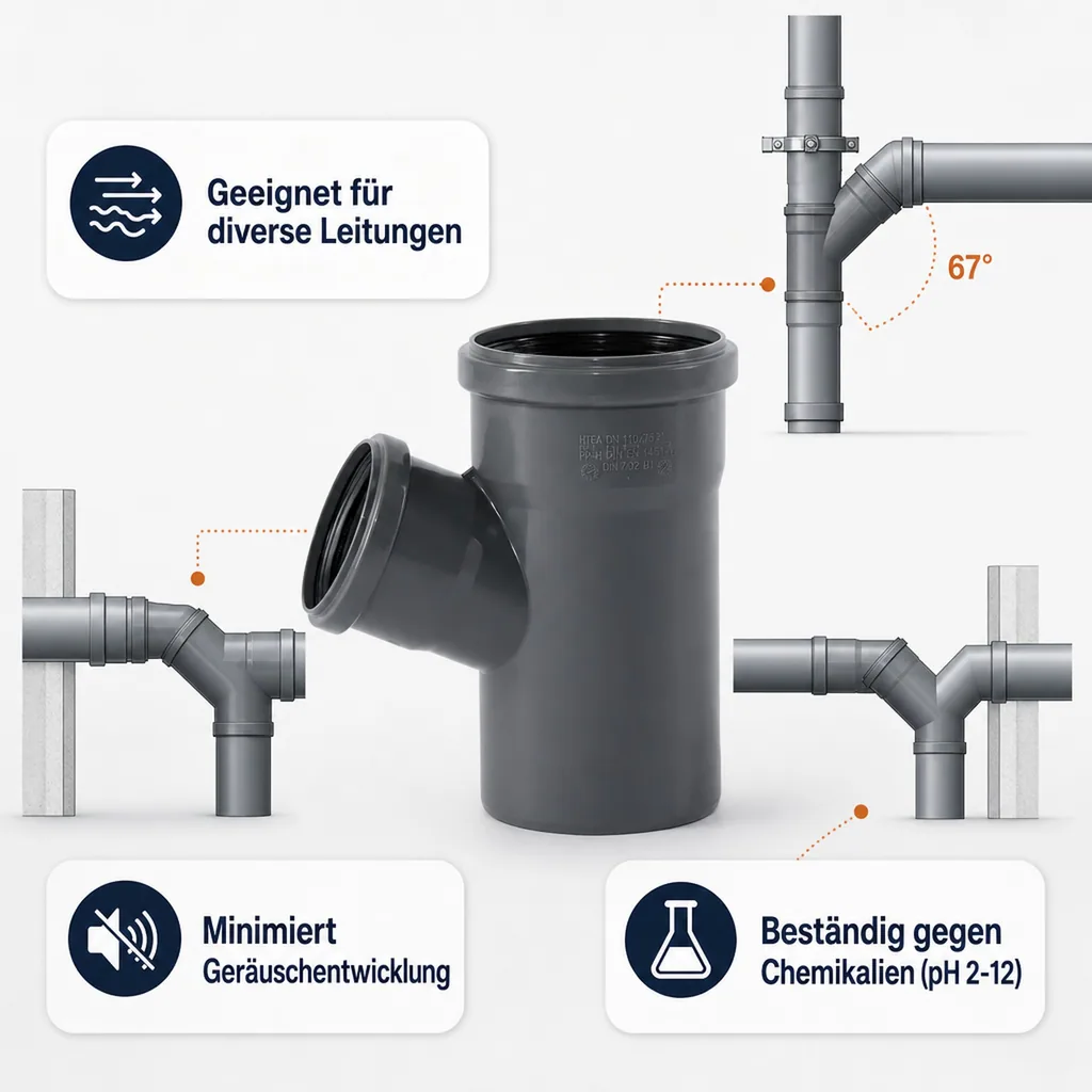 HT Abzweig 110, Abwasserrohr, Rohrabzweig 67 Grad