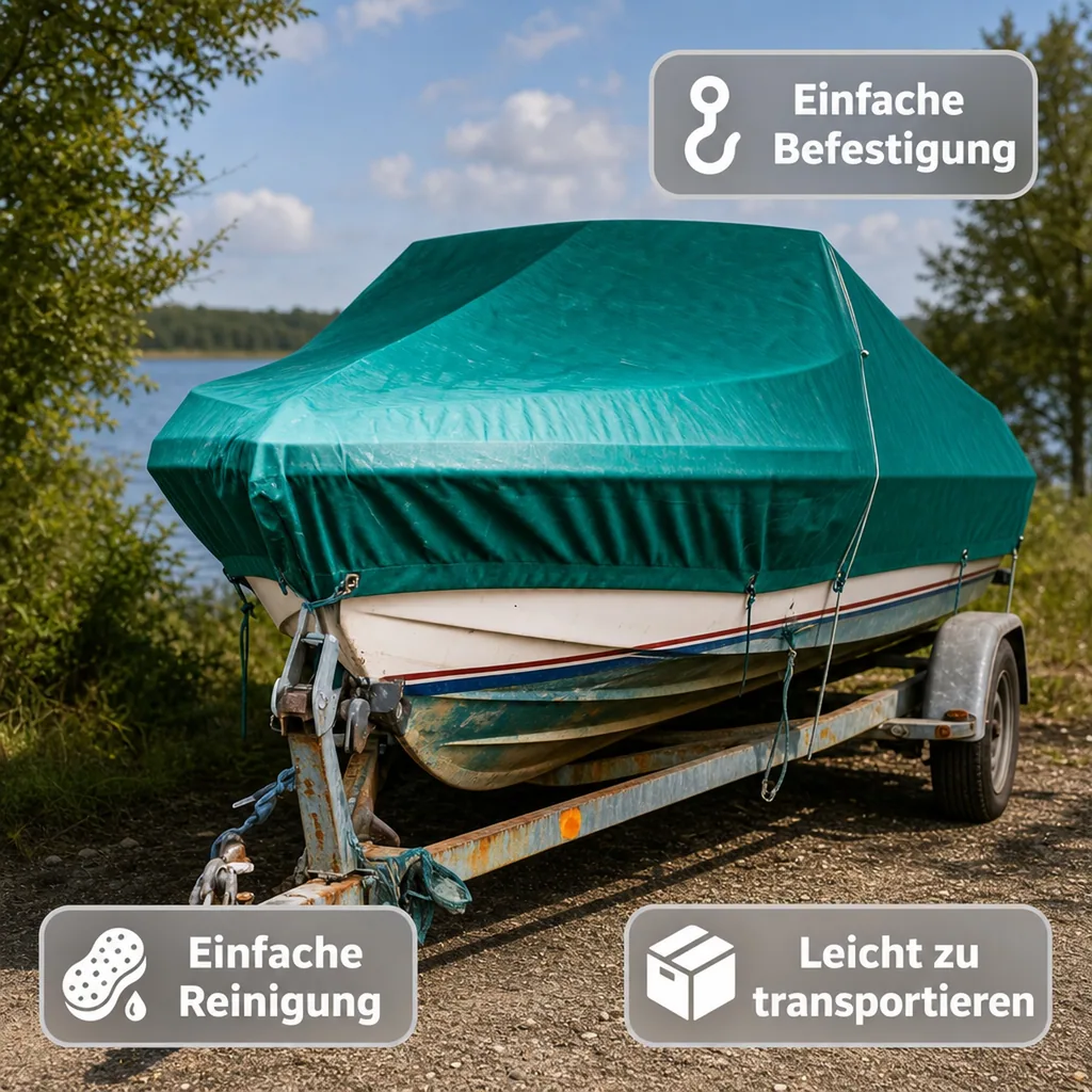Abdeckplane 650g/m² (15m²), 3x5m, PVC, grün, wasserdicht